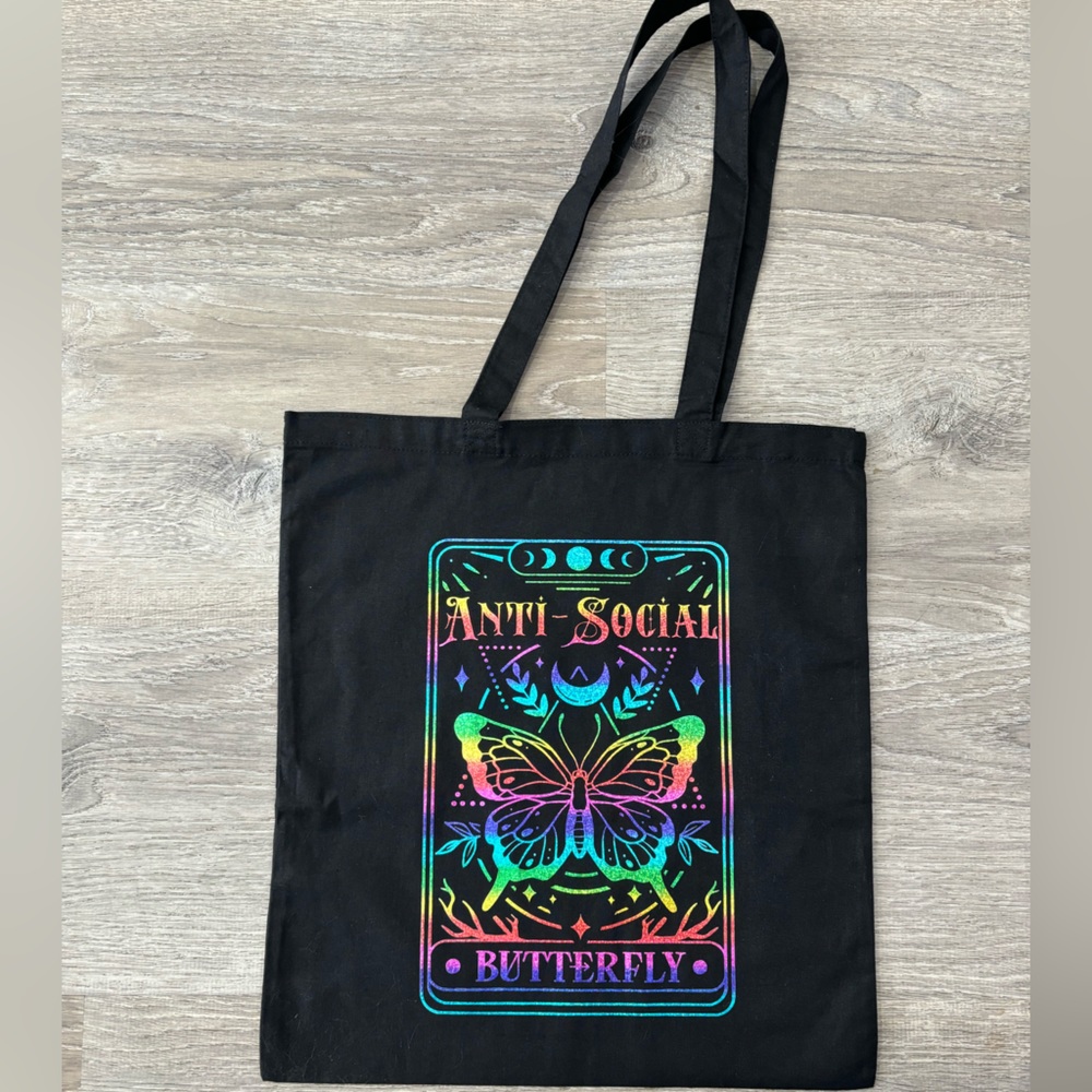 New! Anti-social butterfly tote